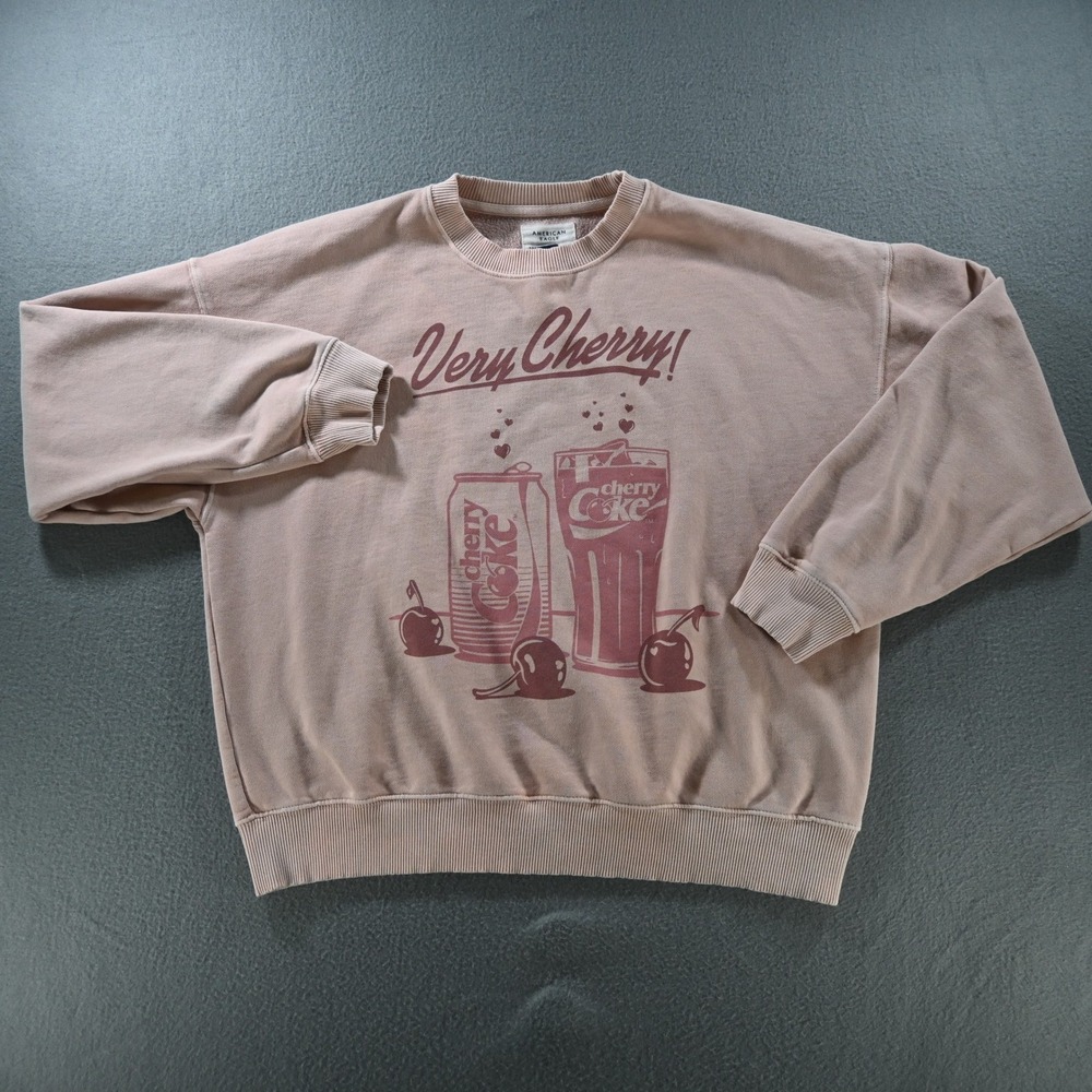 American Eagle Womens Very Cherry Coke Graphic Sweatshirt Medium Pink